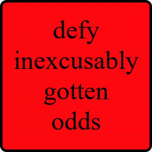 defy inexcusablely beaten text over blue background