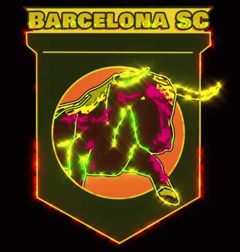 barcelona sc neon badge on black background