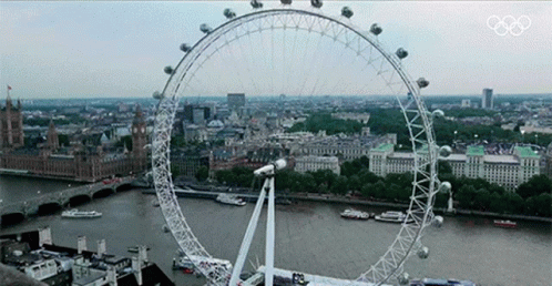 an aerial view of the london eye and surrounding buildings