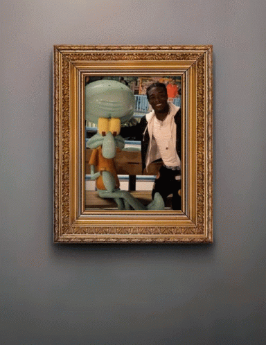 an image of man in a frame with a reflection in it