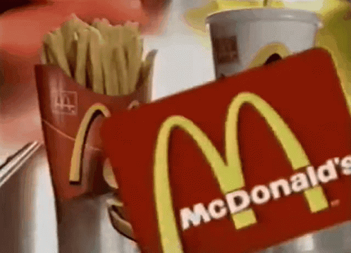 the mcdonald'logo is displayed on a table