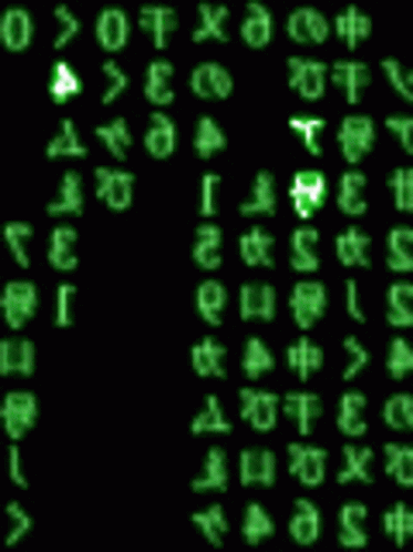 a computer screen with the letters green in white on it