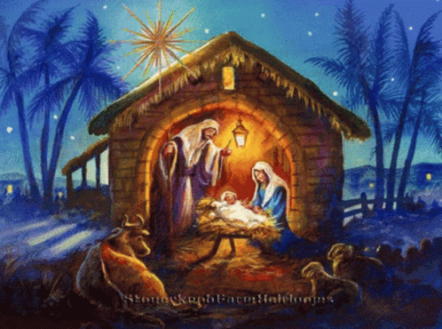 christmas cards with nativity scene from the night
