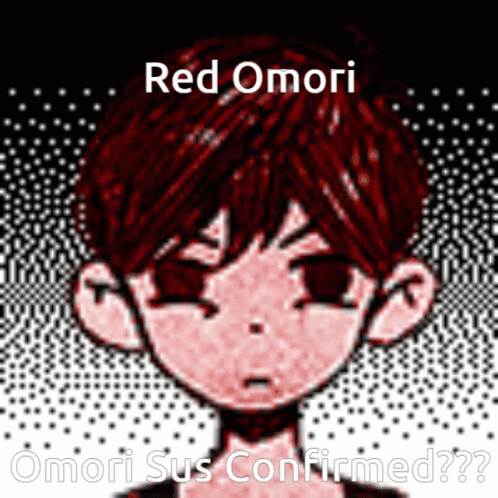the text red omori is contained in a blue and white drawing