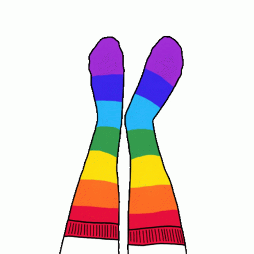 rainbow socks and a ball on white