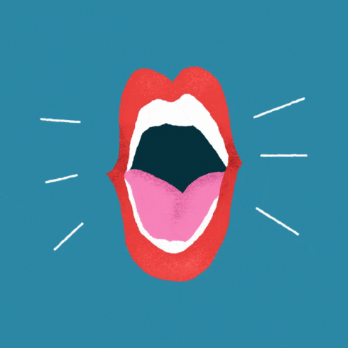 an illustrated view of a woman's mouth with lightening