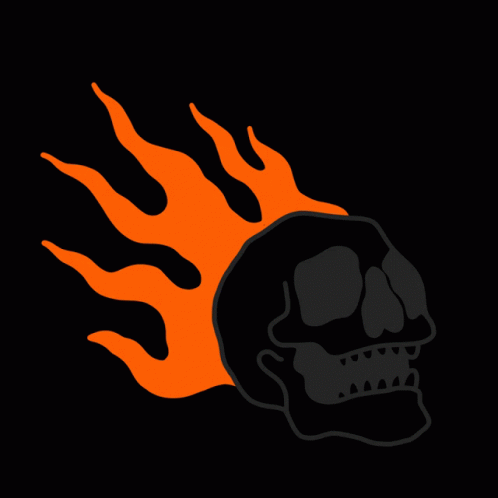 an image of a skull with flame painted on it