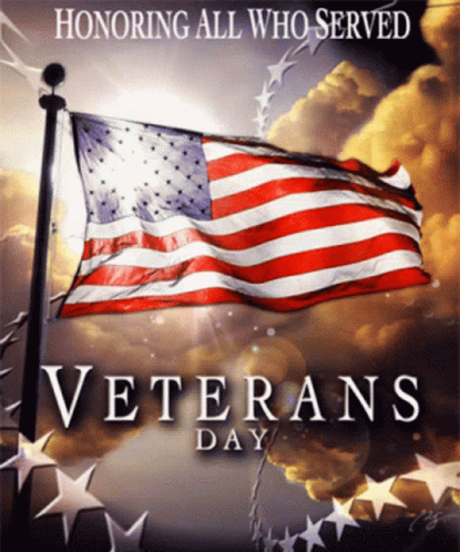an american flag on the front of a veterans day poster