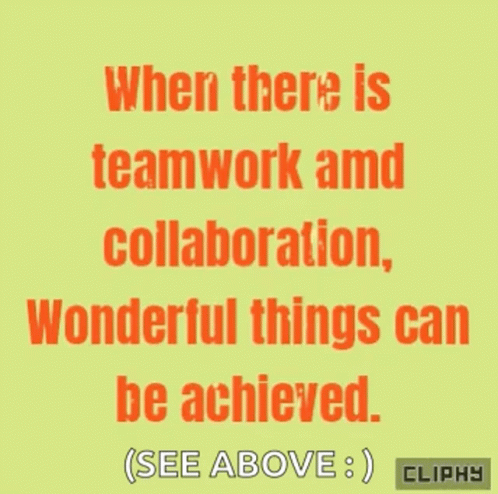 the caption of a quote in blue, with the words, where there is teamwork and collaboration