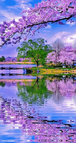 an image of a painting of cherry blossoms