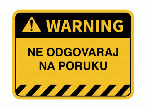 warning sign displayed in black on blue