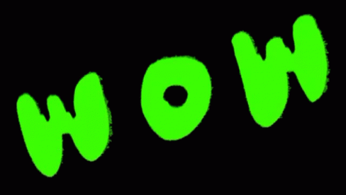 an word with an upside down glow green color