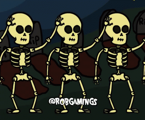 a cartoon of skeletons standing in line