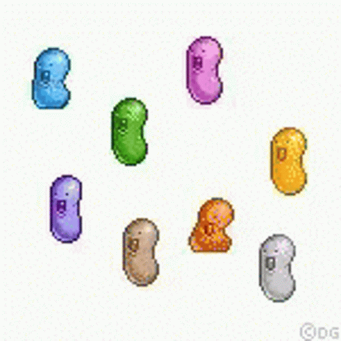 several colors of computer generated characters