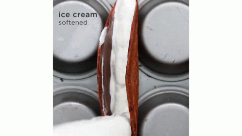 the ice cream is being spilled on to a soda can