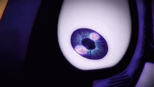 an eyeball with a red center sitting on top of it