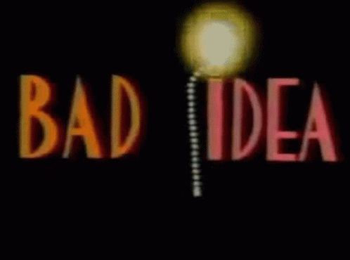 a neon sign is projected in the dark while showing bad idea