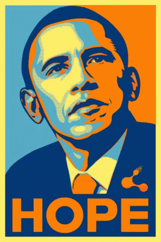 the face of obama, with blue accents