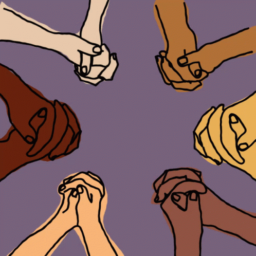 several people holding hands and forming a circle