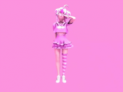 a doll with very long legs, top and skirt in the air