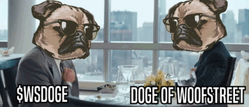 two dogs sitting at the table in suits wearing masks