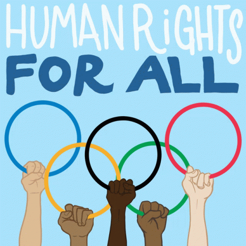 poster on a brown background that reads human rights for all