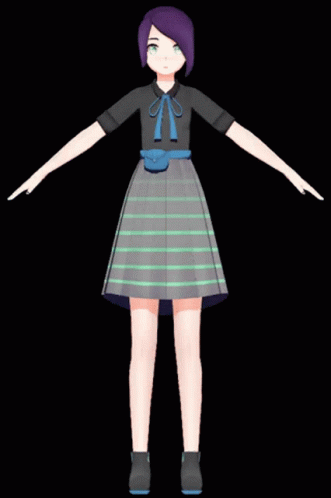 a cartoon girl in a dress holding her hands out