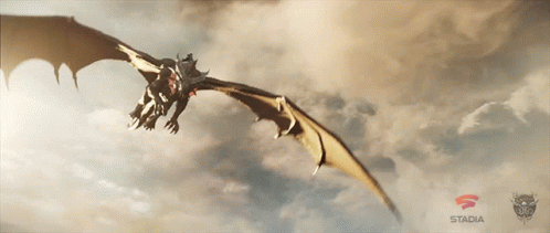 a digital image of a dragon flying in the sky
