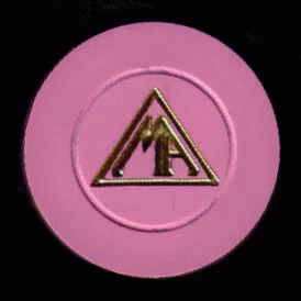 an purple disk with a triangle and another sticker