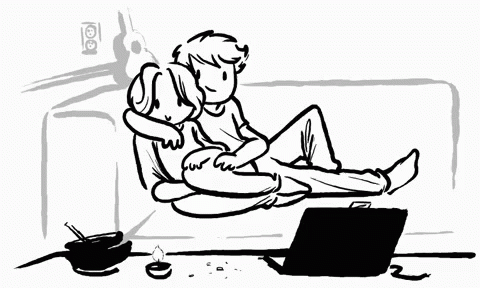 a man on his computer in a cartoon style