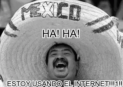 a mexican man wearing a hat that says, ha ha