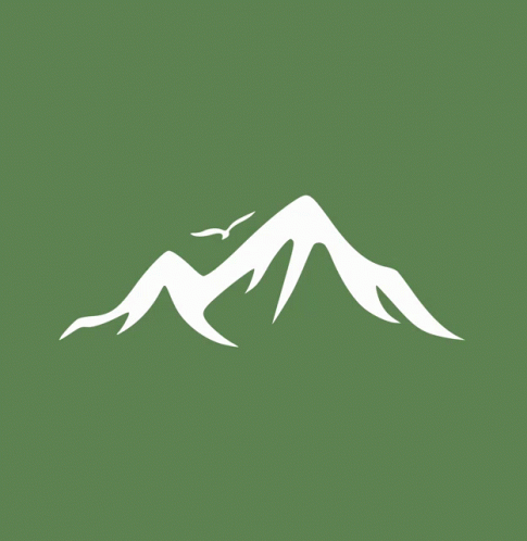 a bird flying over a snow capped mountain logo