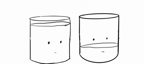 two empty glasses with faces drawn in black ink
