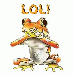 a blue and white frog with the words lol in it's mouth
