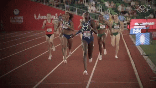 womens team at the olympic games running