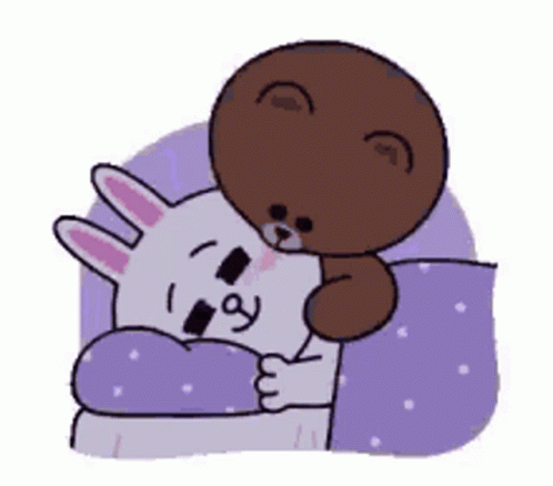 a cartoon character hugging a stuffed animal rabbit
