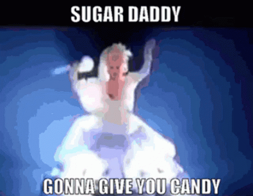 a picture of a woman dancing with an ad for sugar daddy
