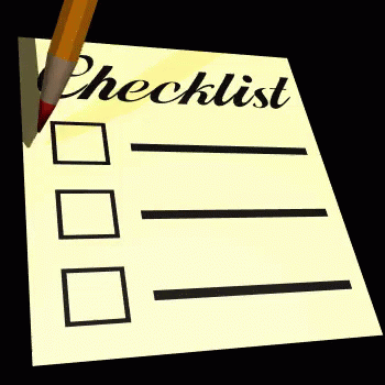 an checklist with blue marker on it and the word checklist placed on a check list