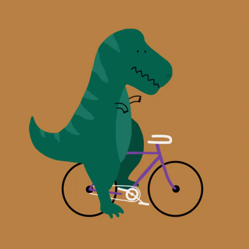 a green tyransaurus riding on a bike