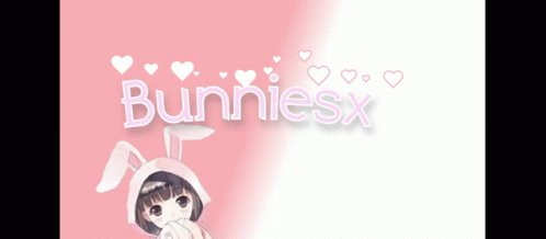 a poster that reads bunnies xx with an animal and heart shape on it