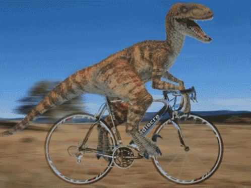 a digital po of a velocilosaur on a bicycle