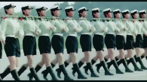 a line of military uniforms that are identical to each other