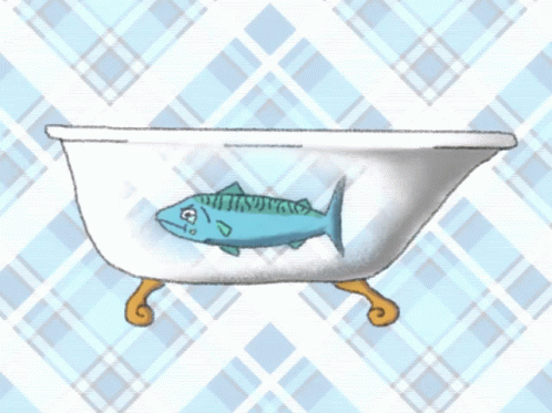 a fish on a sticker in the bath tub