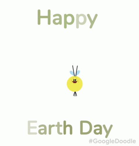 happy earth day poster with an orange face