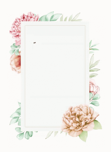 a flower border with a blank white card