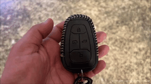 a persons hand holding a car remote control
