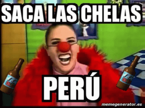 an animated image with the caption saying'sacla las chelas peru '