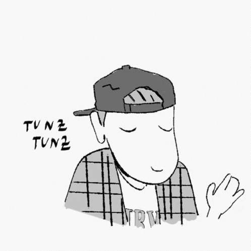 a drawing of a man making a face and the words tune tune