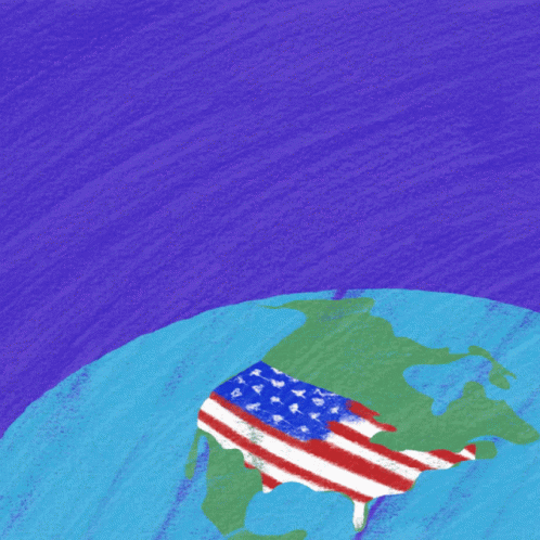 the earth is covered with an american flag