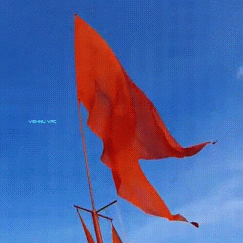 a blue flag flying from the masts of a boat
